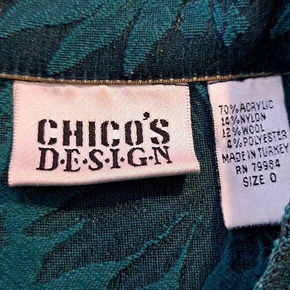Chico’s Women’s Jacket Turquoise Purple Green Stripe Front Button Size 0 =XS 4/6 - Picture 7 of 11